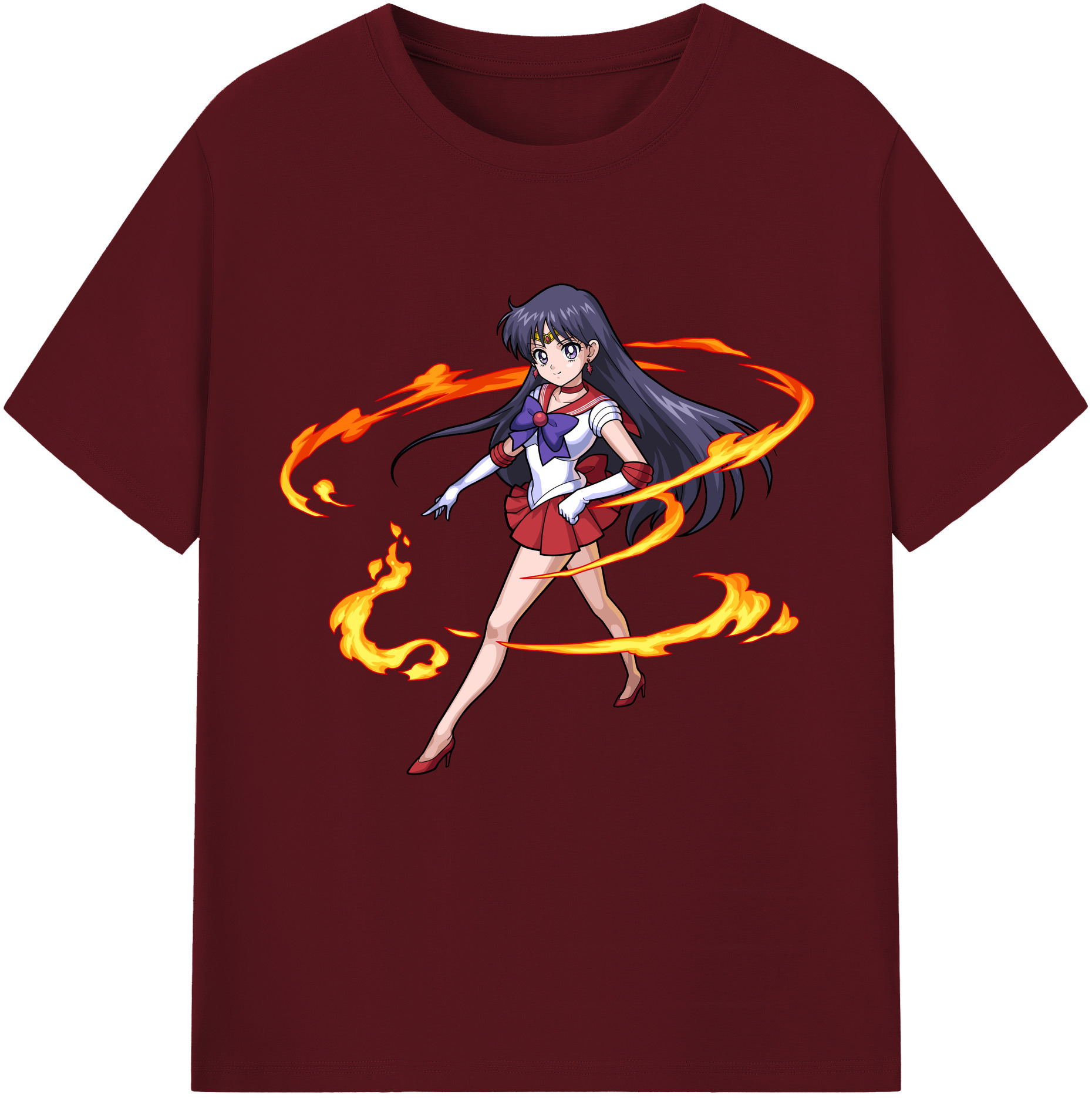 （画像用） 美少女戦士セーラームーン 火野レイ ひの レイ Sailor Moon Hino Rei （セーラーマーズ,Sailor Mars） 綿100％半袖Tシャツ（フロントプリント）